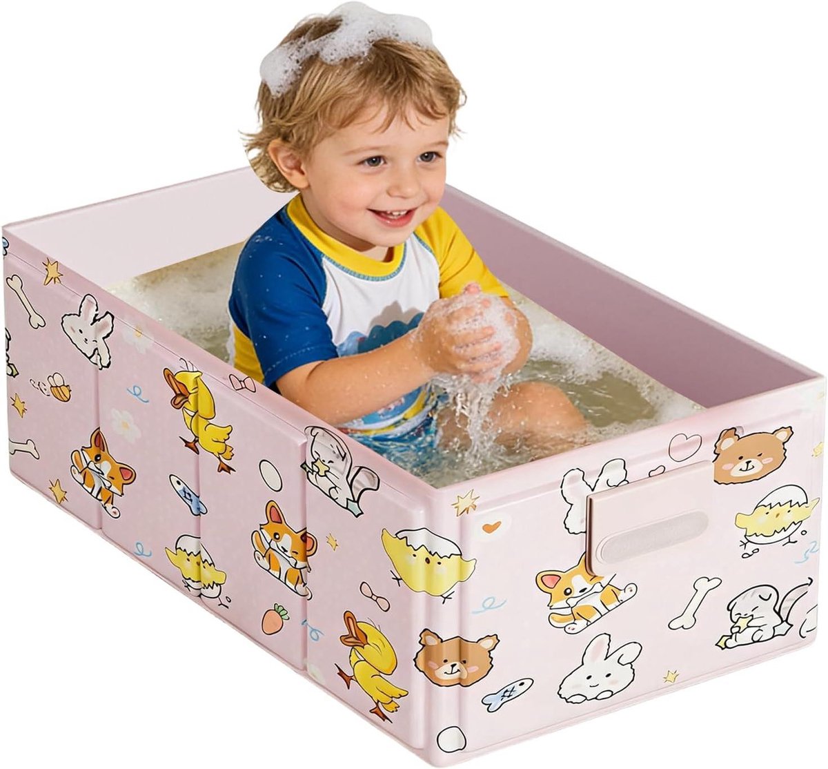Opvouwbare badkuip - Kinderbad draagbaar - Ruimtebesparend baden - Geïntegreerde afvoer - 84 x 43 x 34 cm - Roze