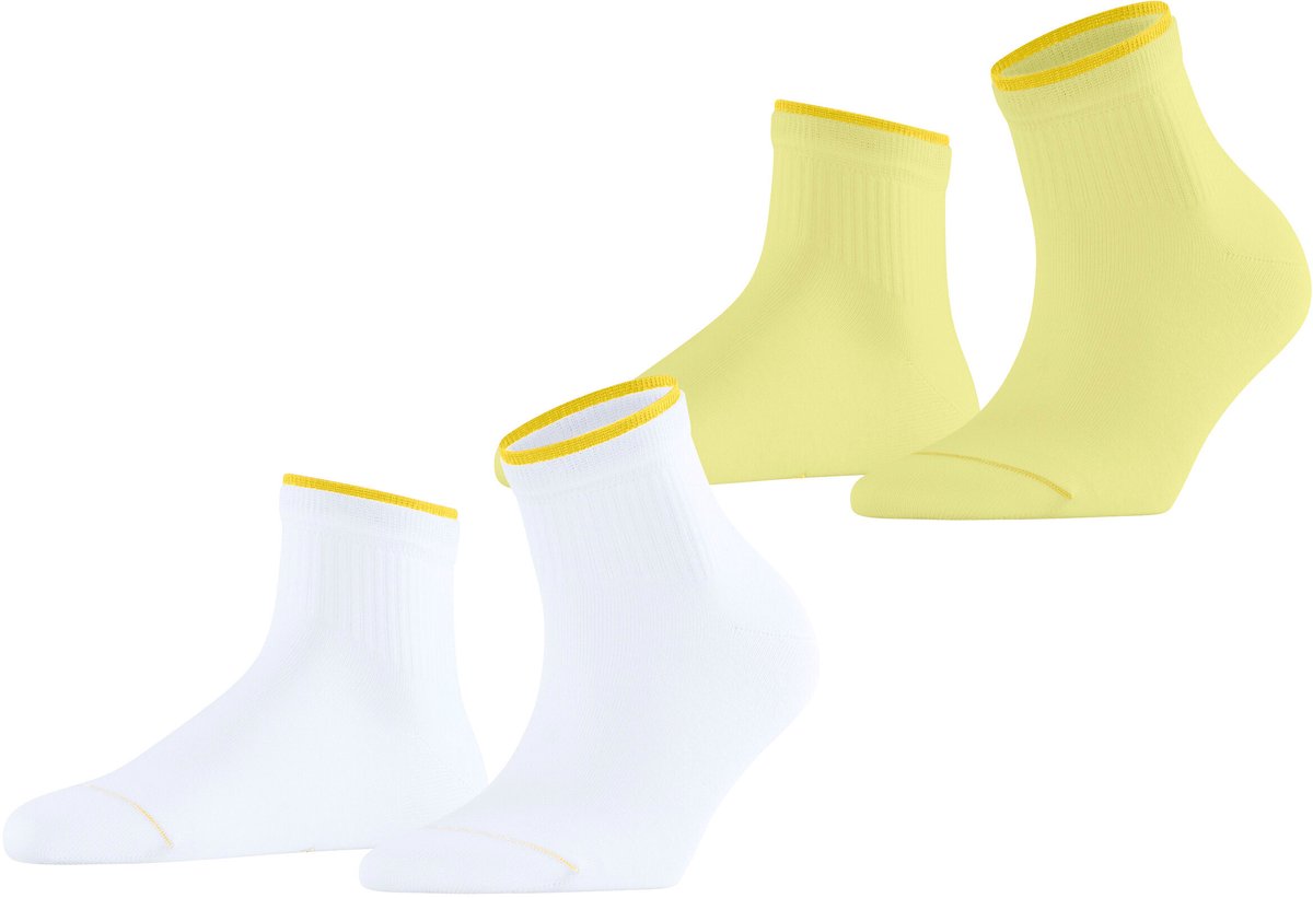 Esprit Double High Cuff 2-Pack kort eenkleurig katoen Multipack Korte sokken dames veelkleurig - maat 35-38