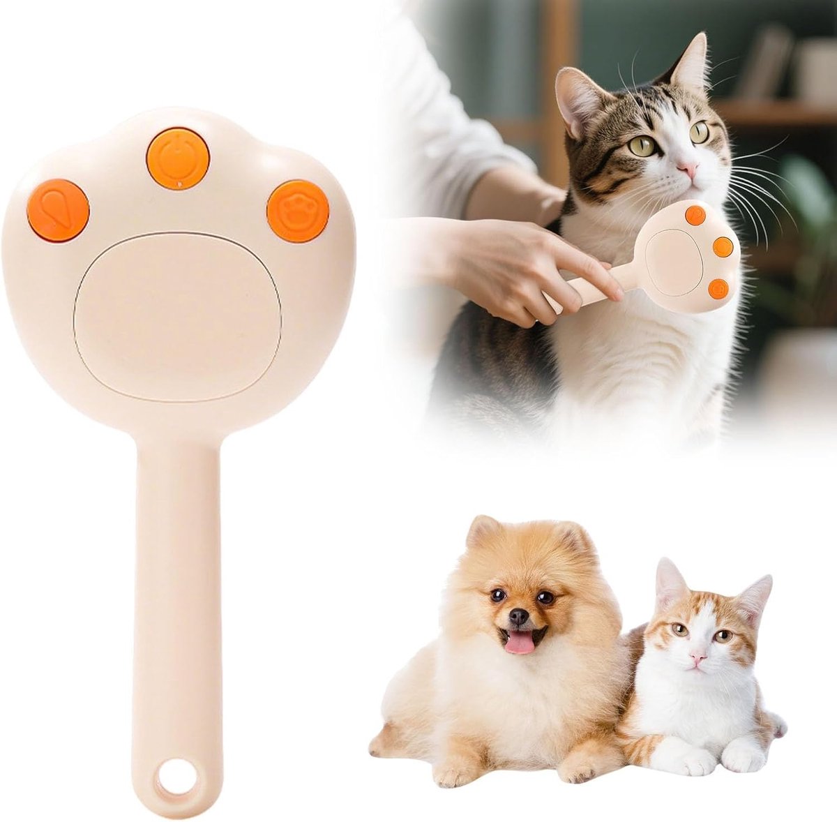 KZQ Multifunctionele stoom borstel voor katten en kleine honden - Fijne waternevel voor reiniging en vachtverzorging - Perfect voor thuis en reizen - Geel