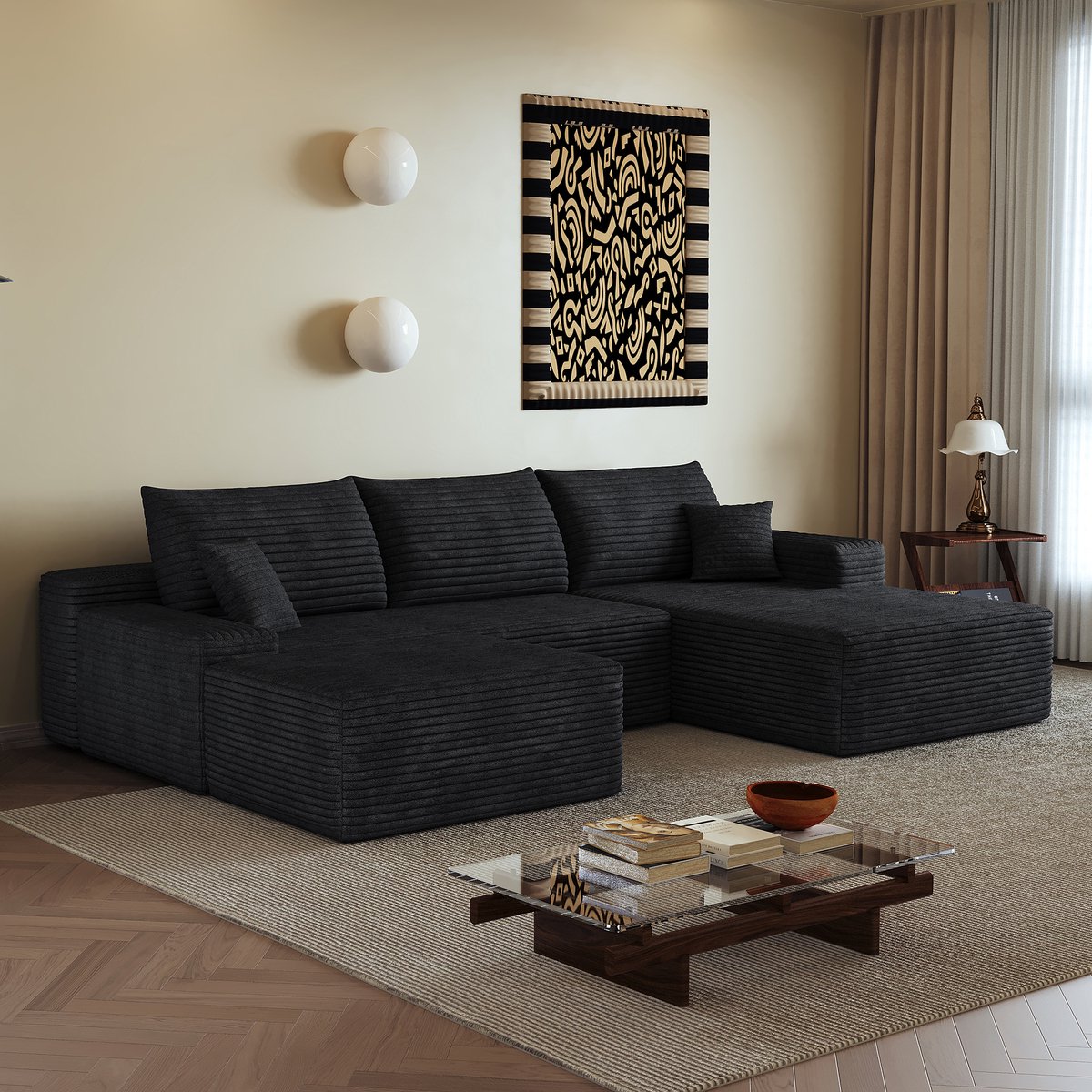 STILVORA Hoekbank 270 Cm - Modulaire 4-Zits Met L-Vormige Chaise Longue En Diepe Zit - Voo
