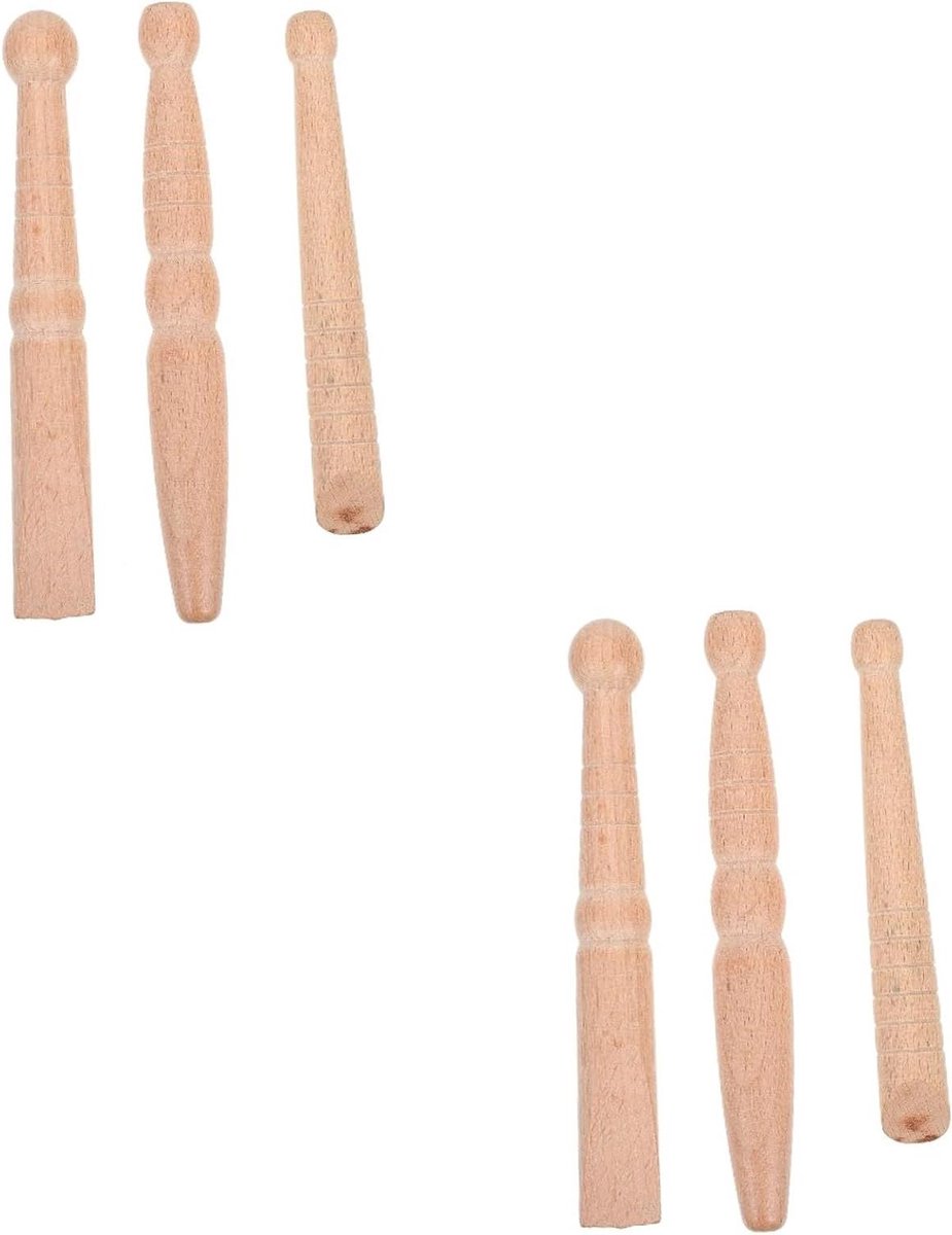 Massage Stokken - Acupunctuur Tools - Ontspanning Lichaam - Glad Hout - 6 Stuks - Lichtgeel