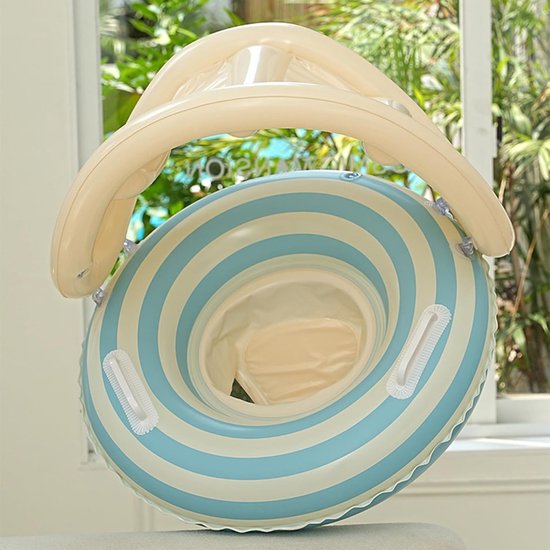 Baby Zwembad Float - Peuter Zwemstoel - Buiten Spelen - Met Zonnescherm Luifel - 56x54x14 cm - Blauw — afbeelding 3