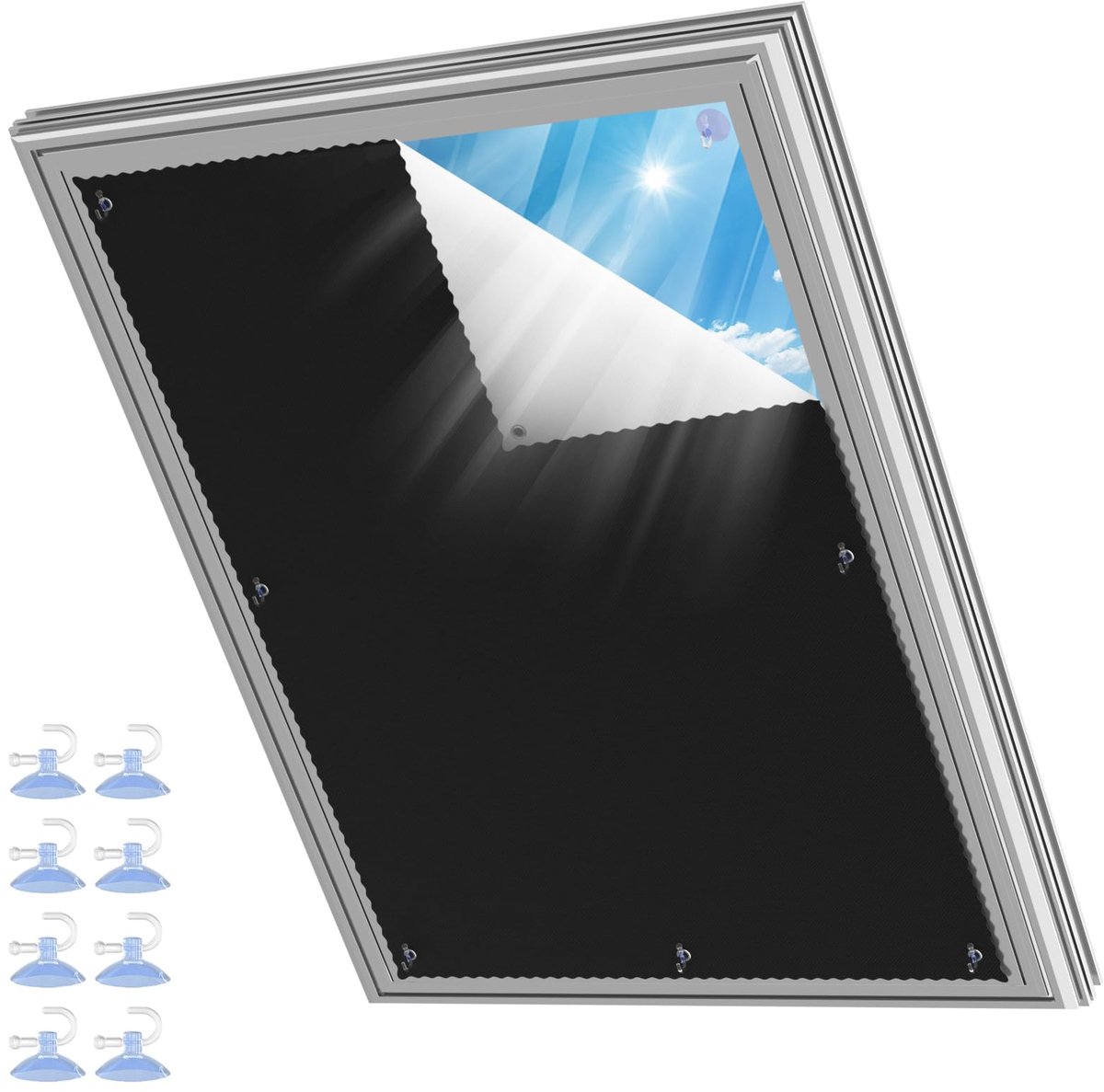 SnelShoppen - Verduisteringsrolgordijn voor Dakraam, Zilver Coating, Zonwering zonder Boren, Geschikt voor Velux FK04 - 48 x 78 cm, Perfect voor Kanto