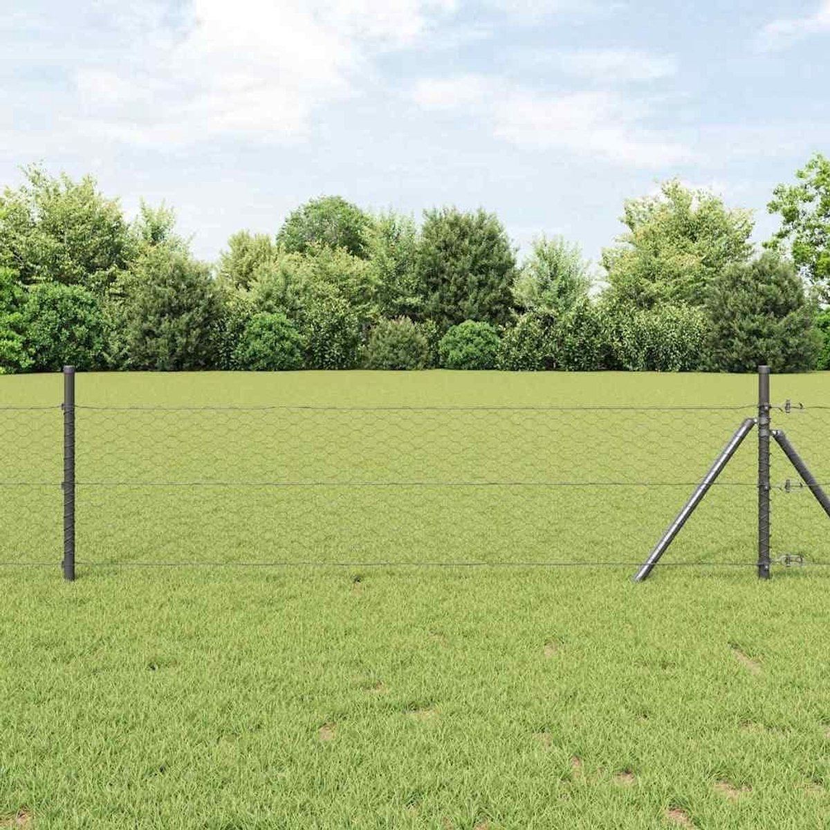Zeshoekig Hekwerk - Kippengaas Konijnengaas - Dierenafscheiding Tuin - Fijnmazig PVC - 06 x 10 m - Grijs