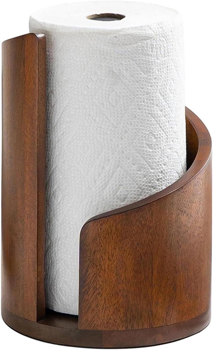 Papieren handdoekhouder - Keukenrolhouder Dispenser - Keuken Organiseren - Duurzame houten bouw - 19x18.6 cm - Houtkleur