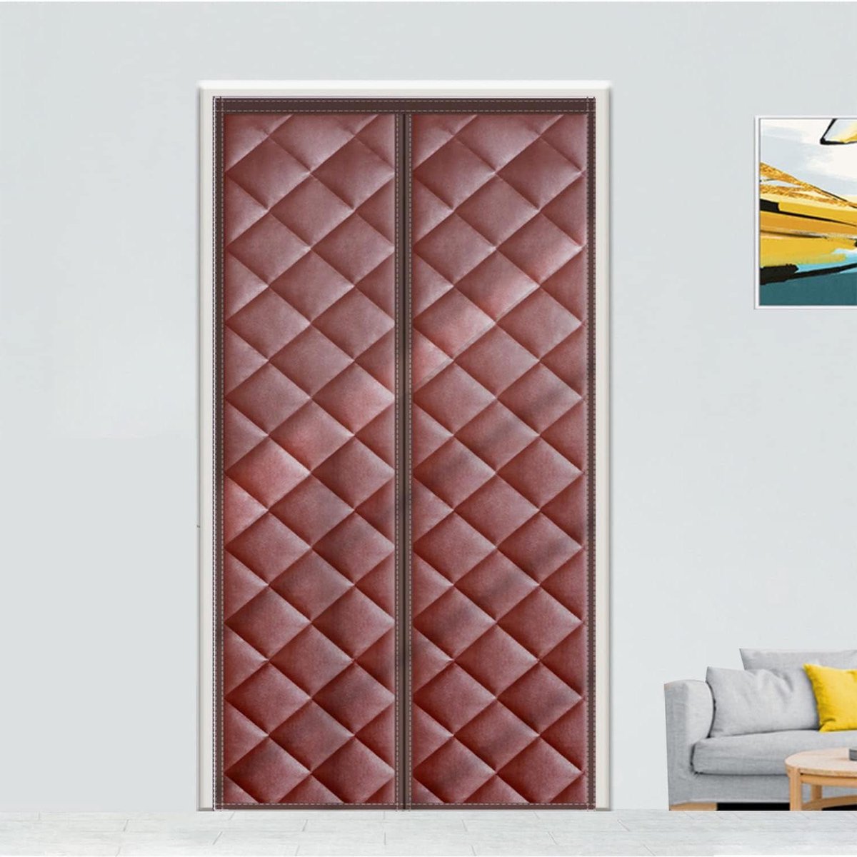 Magnetische Deur Gordijn - Tochtgordijn Winddicht - Isoleren Woning - Waterdicht Oxford Doek - 75 x 195 cm - Koffie
