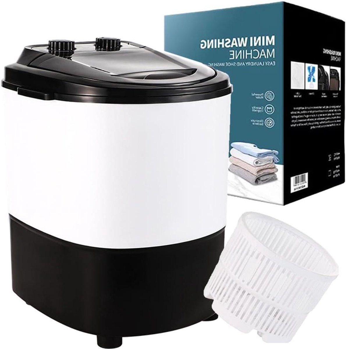 Mini Wasmachine Draagbare Wasmachine Kleine Wasjes Met Centrifuge Mand 4.5 kg Capaciteit Wit