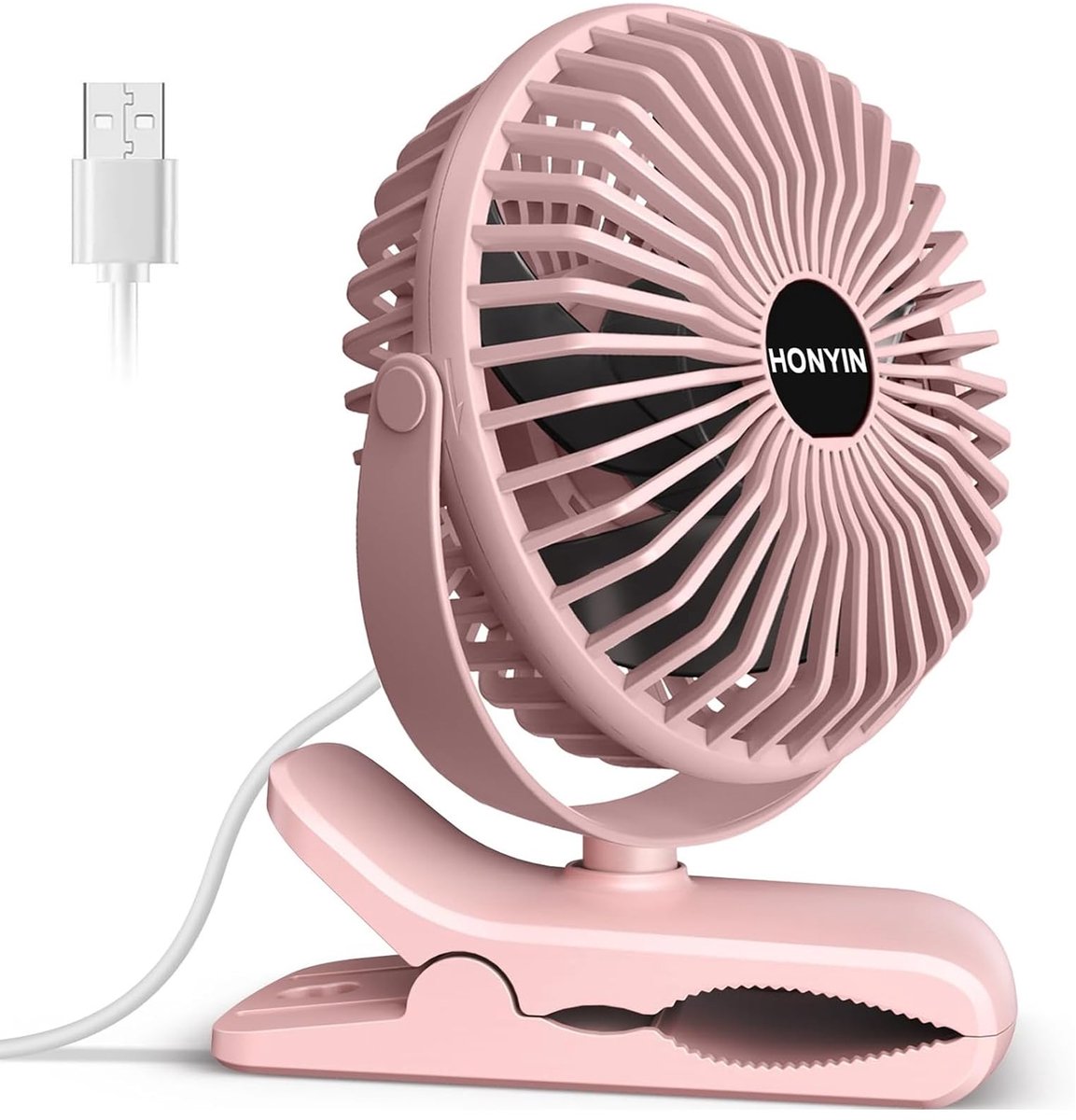 SnelShoppen - HONYIN Mini USB-Clip Ventilator met Stevige Klem, 720 ° Rotatie, Compacte Desk Koelventilator voor Thuis, Kantoor, Bureau, USB Aansluiti