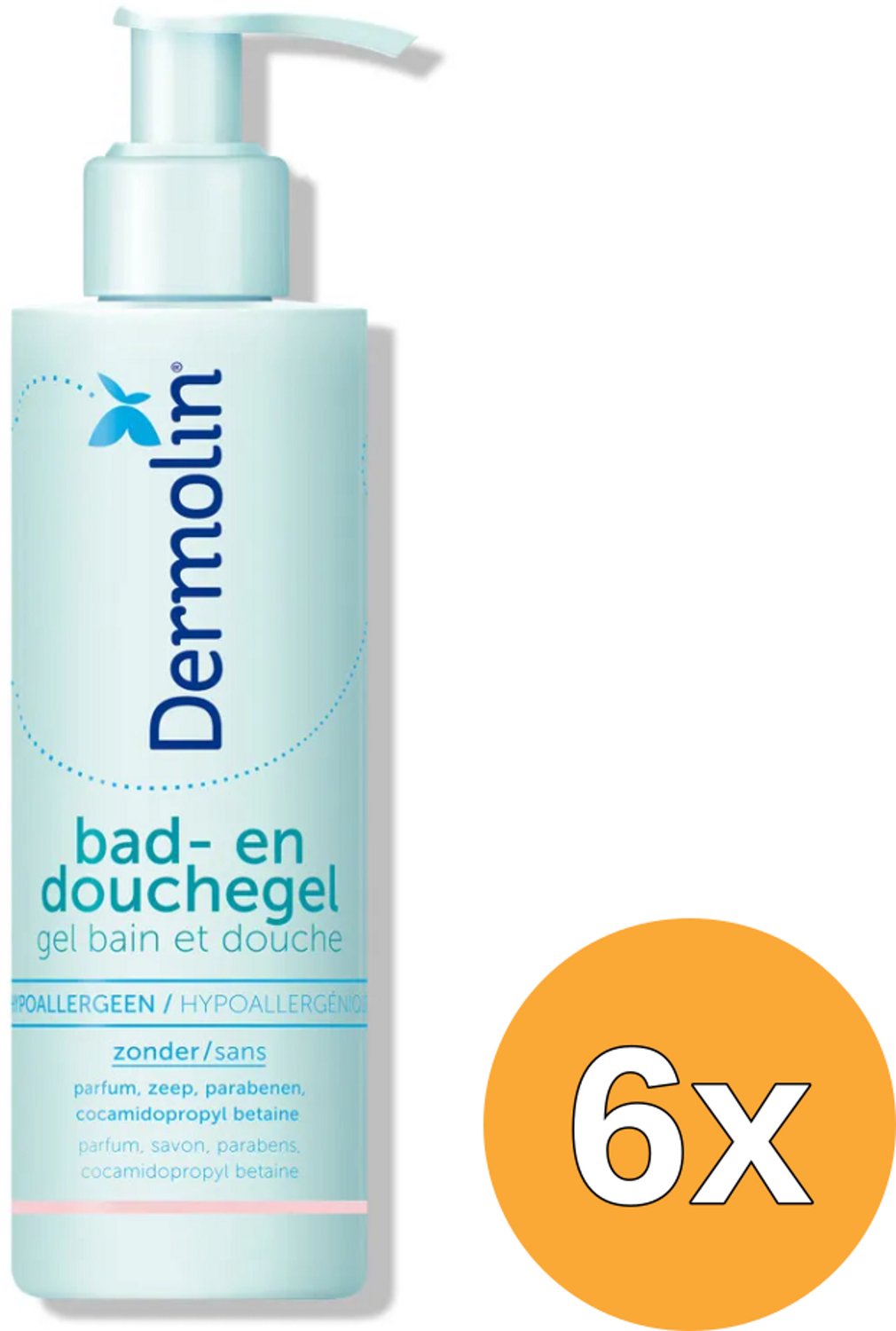 6x Dermolin Bad En Douchegel CAPB Vrij (200 ml)