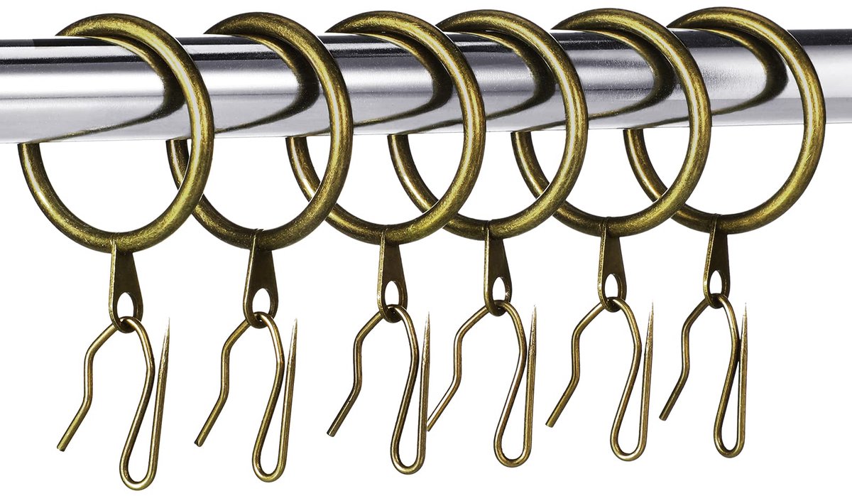 SnelShoppen - 30 Stuks Metalen Gordijnen Ringen met Haken - Olie Gewreven Brons - 30mm Binnendiameter - Voor Raam, Deur, Douchegordijn - Duurzaam en S