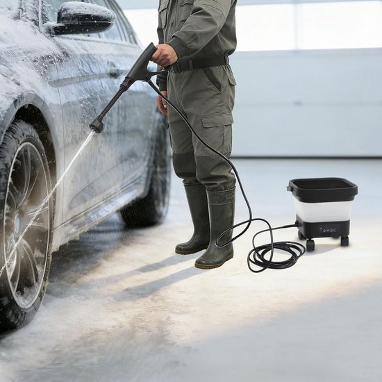 Draagbare Hogedrukreiniger - Accu Reiniger - Terras Reinigen - Met Waterreservoir - 13 Liter - Zwart Wit — afbeelding 4