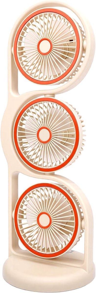 Bureauventilator met 3 koppen - Tafelventilator Oplaadbaar - Werkplek Koelen - 360 Graden Luchtcirculatie