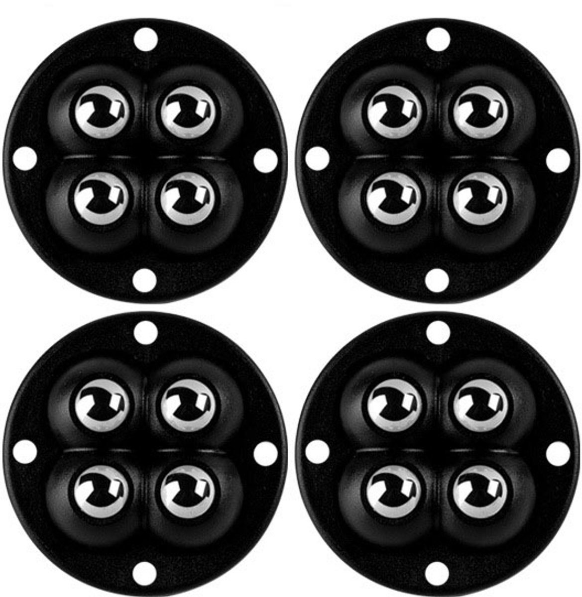 4-stuks Zwenkwielen met kogellagers en zelfklevende voet - 360° draaibaar - 4,8 x 4,8 cm - Vier wielen met een draagvermogen van 30 kg - Geschikt voor vuilnisbakken, opbergdozen, bloempotten en kleine apparaten - Zwart