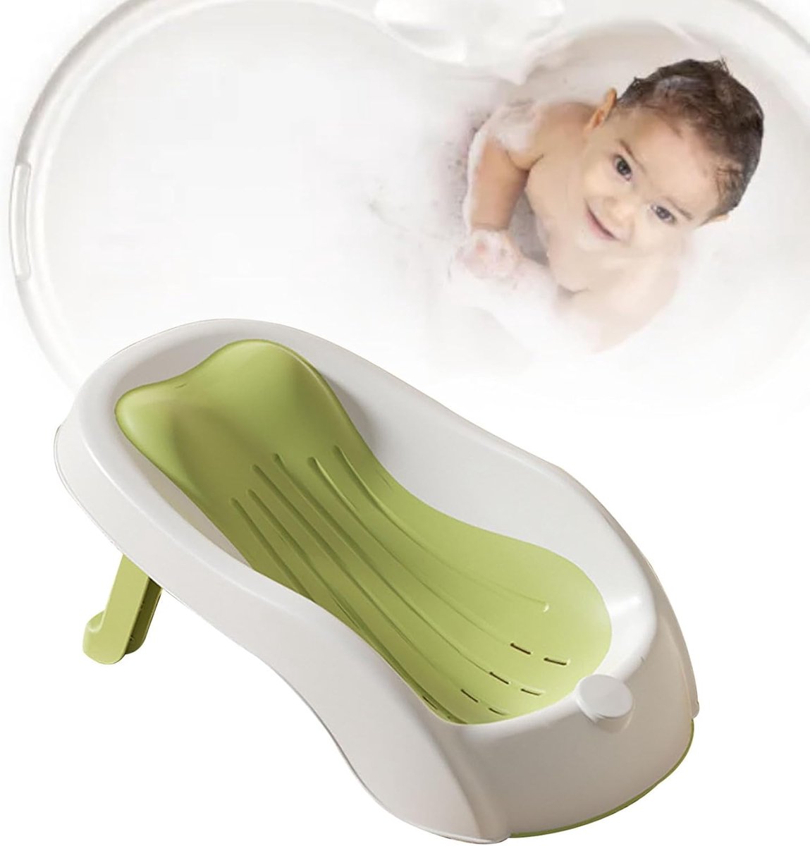 Babybadje Ondersteuning - Badzitje Pasgeboren - Veilig Baden - Antislip Technologie - 55 x 30 x 10 cm - Groen