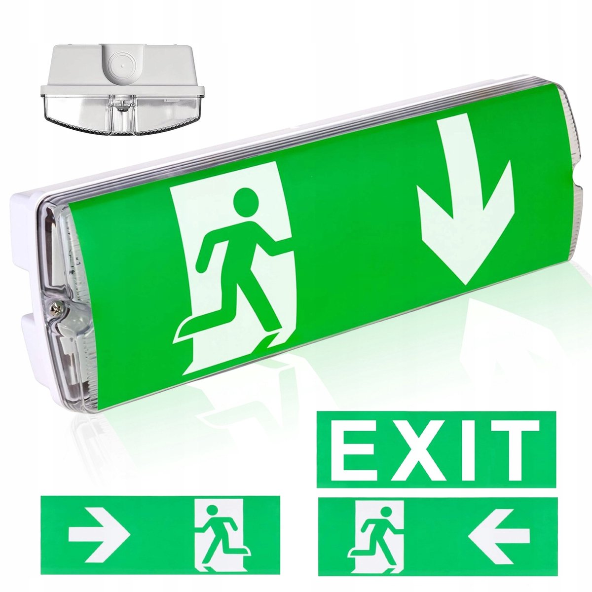 LED Nooduitgangslamp IP20, 1800mAh batterij inclusief 4 bordstickers voor vluchtrouteaanduiding