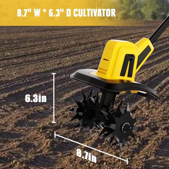 Draadloze Tuinfrees - Elektrische Grondkweker - Tuin Onderhouden - Werkt met 20V Batterij - 22 cm Werkbreedte - Niet gespecificeerd — afbeelding 4