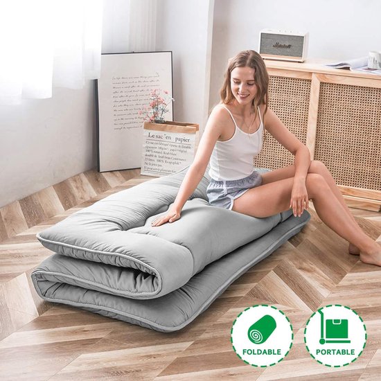 Opvouwbare Matras - Japanse Vloermatras - Comfortabel Slapen - Extra Dikke Vulling - 90x200cm - Grijs — afbeelding 2