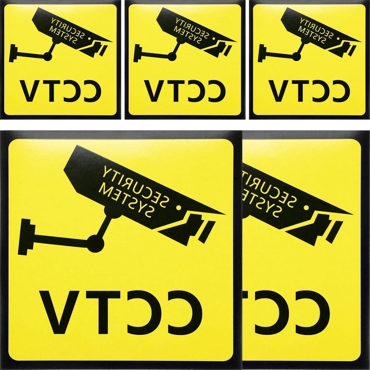 Beveiligingsborden Buiten - Waarschuwingsstickers Cameraborden - 24 Uurs Toezicht - Hoge Zichtbaarheid - 98 x 98 cm - Geel