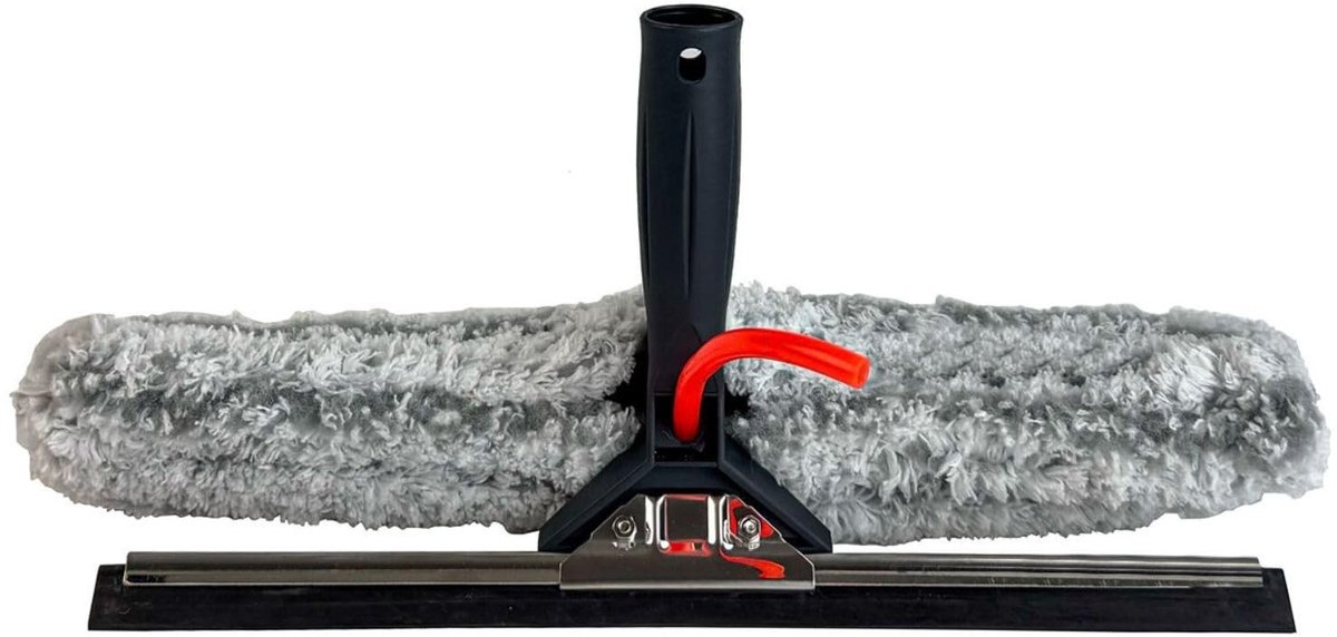 Dailygoods- Rakelreiniger 2-in-1 met waterdoorvoer - Raamreiniger - Microvezel - Professioneel - Compatibel met telescopische stang - Resultaat zonder sporen