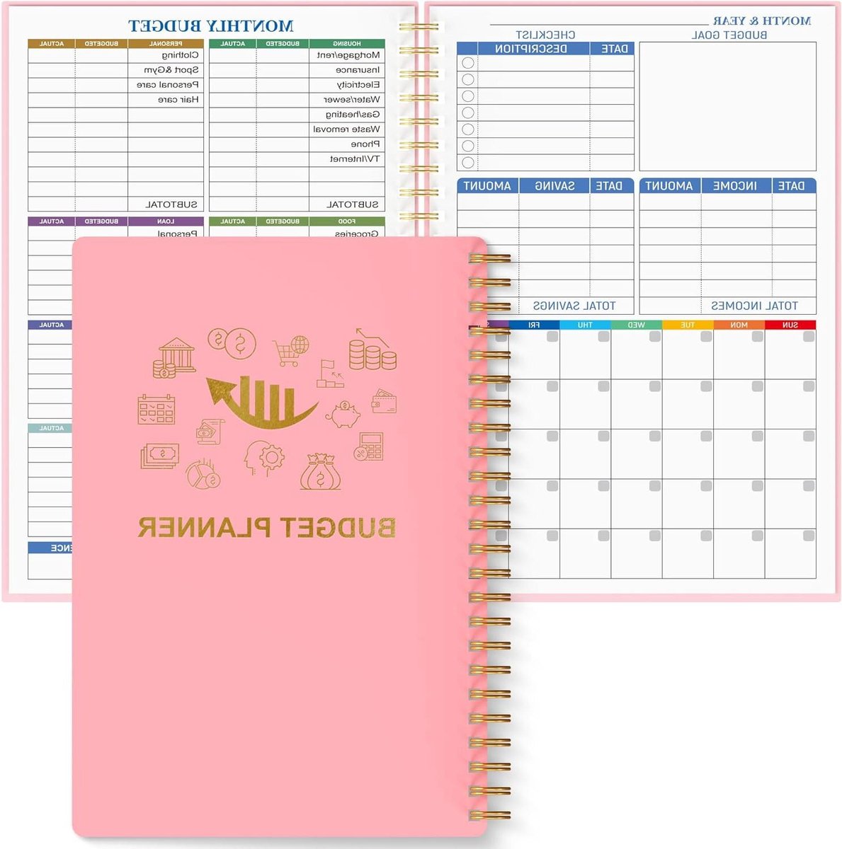 Budget Planner - Financiële Organizer - Geld Beheren - Ongedateerd Gebruik - A5 - Roze