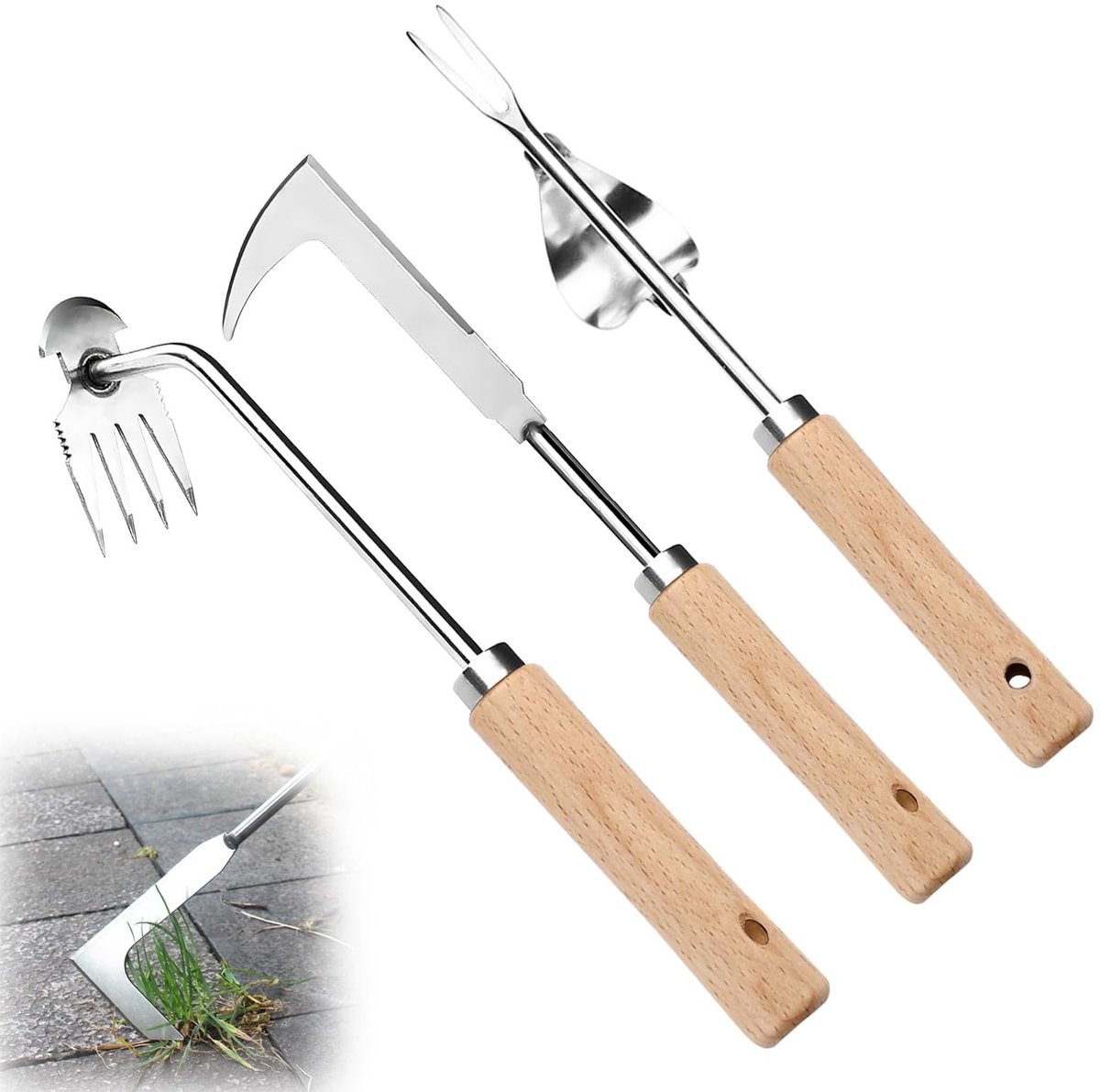 Dailygoods - Versterkte Rvs Onkruidverwijderaar, Tuingereedschap Set