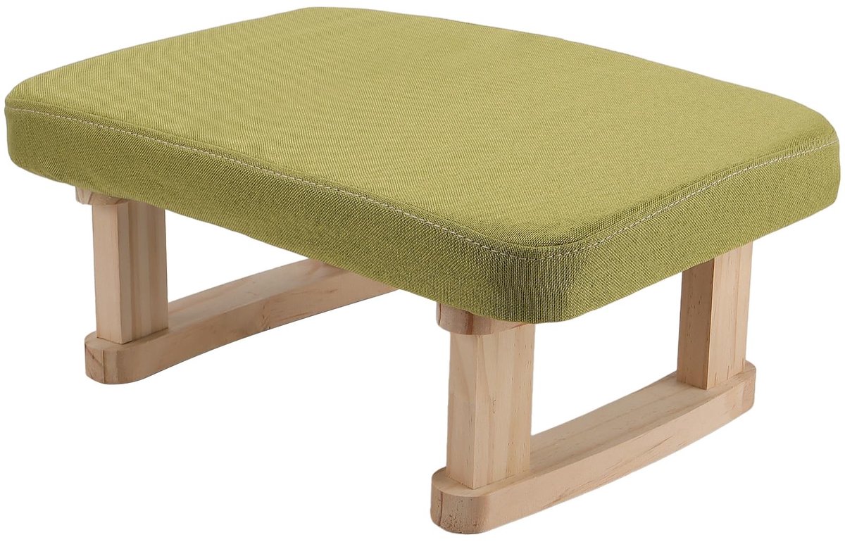 Dailygoods - Kleine Houten Voetsteun, Gevuld Ottomaanse Voetsteun met Houten Poten - 41x30x14cm