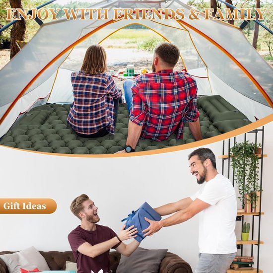 SnelShoppen - Opblaasbaar campingmatras voor 2 personen, waterdicht, met voetpomp, luchtbed voor strand, zwembad, autodaktent, ideaal voor buitengebru van Snelshoppen — afbeelding 4