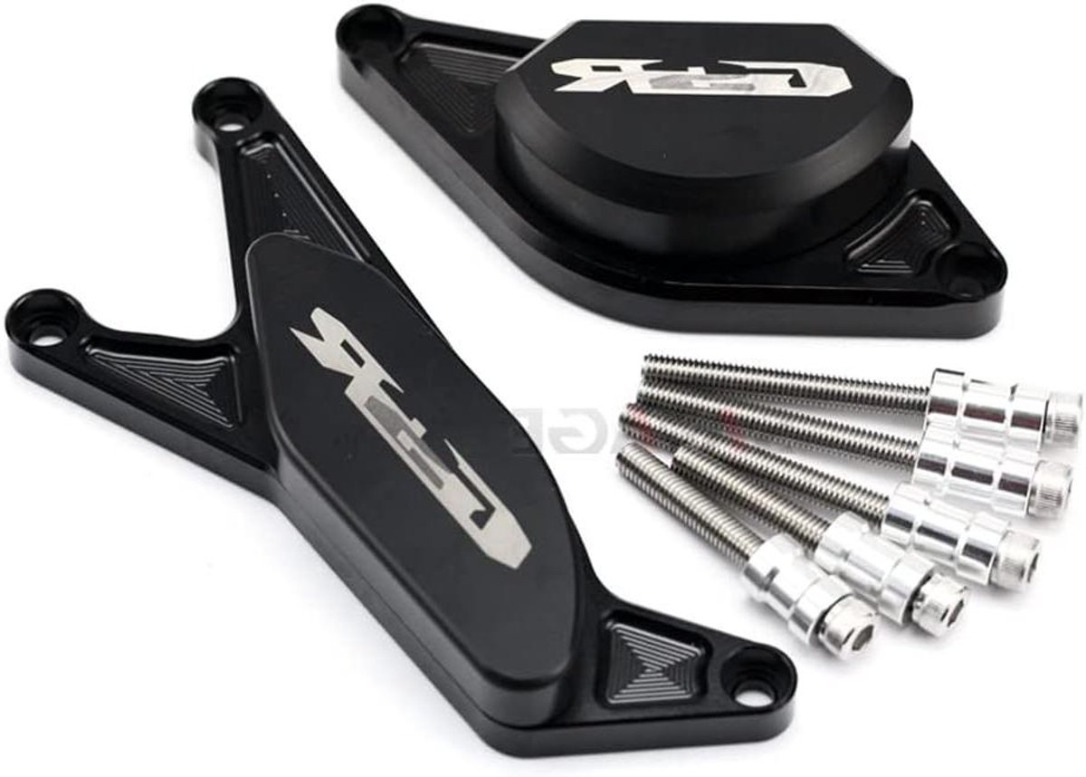Motorbehuizing Guard Cover - Motor Accessoires Crash Slider - Motorfiets Bescherming - CNC Aluminium POM - 1 Paar - Zwart