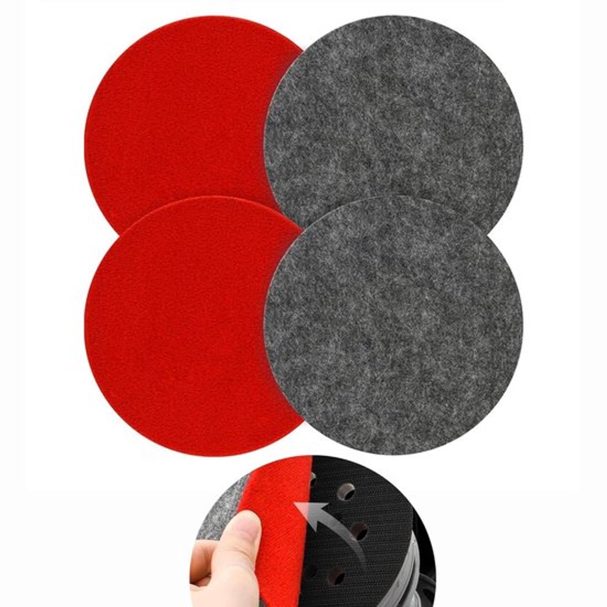 Lamswollen polijstpad 125 mm voor auto polijsten, slijpen, waxen - Set van 4