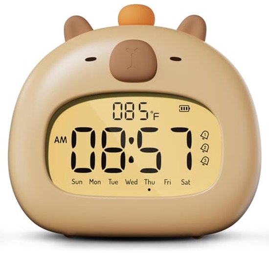 Kinderwekker Nachtlampje - Capybara Wekker - Kinderslaapkamer Decoratie - Zachte Daglichtwekker - 112 x 78 cm - Wit — afbeelding 4