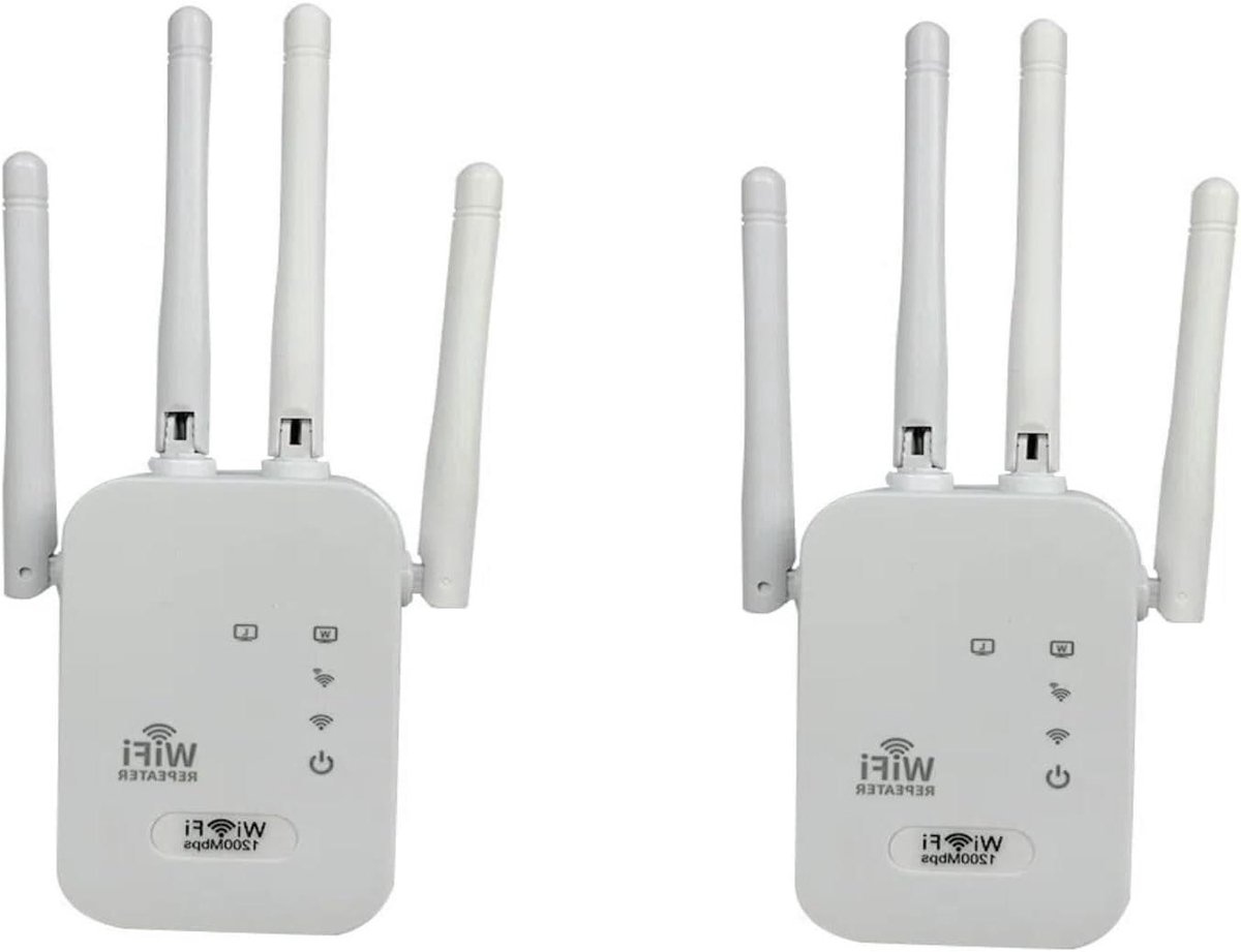 Wifi Repeater - Wifi Versterker - Internet Uitbreiden - 4 Antennes - 1200 Mbps - Wit