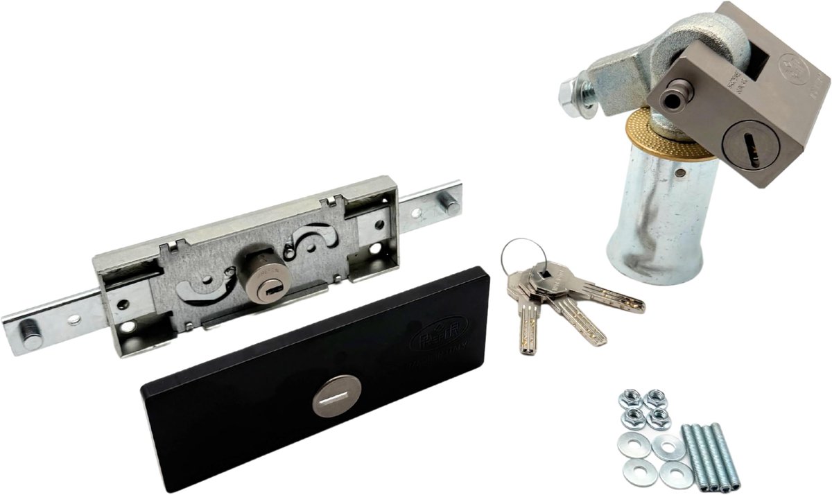 SnelShoppen - Veiligheidsset voor Rolluiken: Slot + Beveiligingsplaat + Gepantserd Hangslot + Ringen – Compleet Beveiligingspakket voor Thuis, Tuin en
