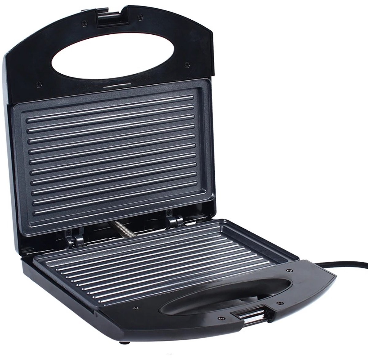 Linkforu - Contactgrill - Paninimaker - Tosti IJzer - Grillplaat - Antiaanbaklaag - Compact - 220V – Zwart -22x22x20cm