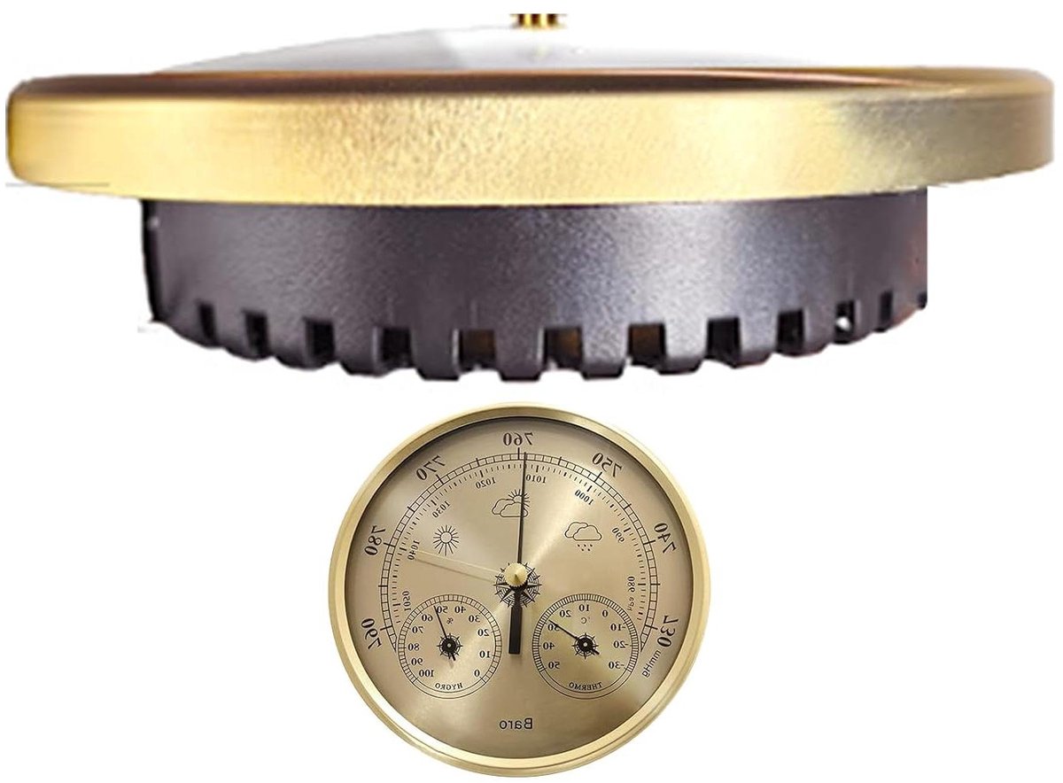 Barometer Manometer - Luchtvochtigheidsmeter - Weer Bewaken - Crashbestendige Constructie - 13 cm Wijzerplaat - Zilver