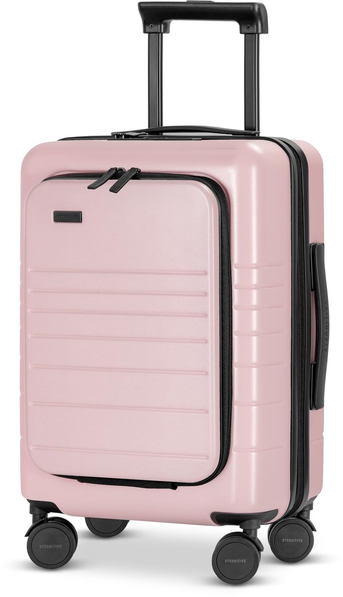 SnelShoppen - E3 Handbagage Koffer Roze | Harde Reiskoffer van Polycarbonaat & ABS | 54x34x23,5 cm | 33L | TSA-slot | Met USB-C en USB-A poort | 360°