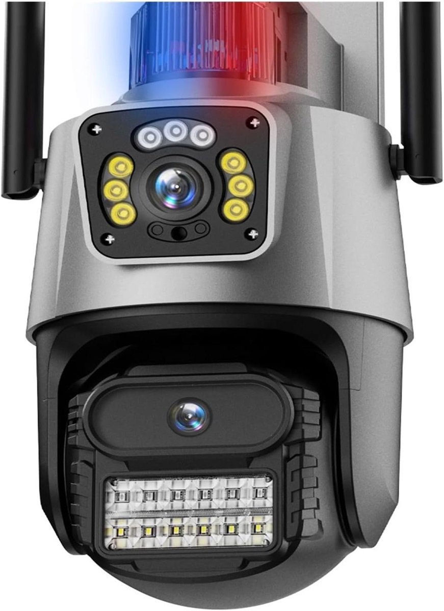 Beveiligingscamera Buiten - IP Camera PTZ Camera - Huisbewaking - Dubbele Lens Dubbel Scherm - 4MP 8MP - Wit