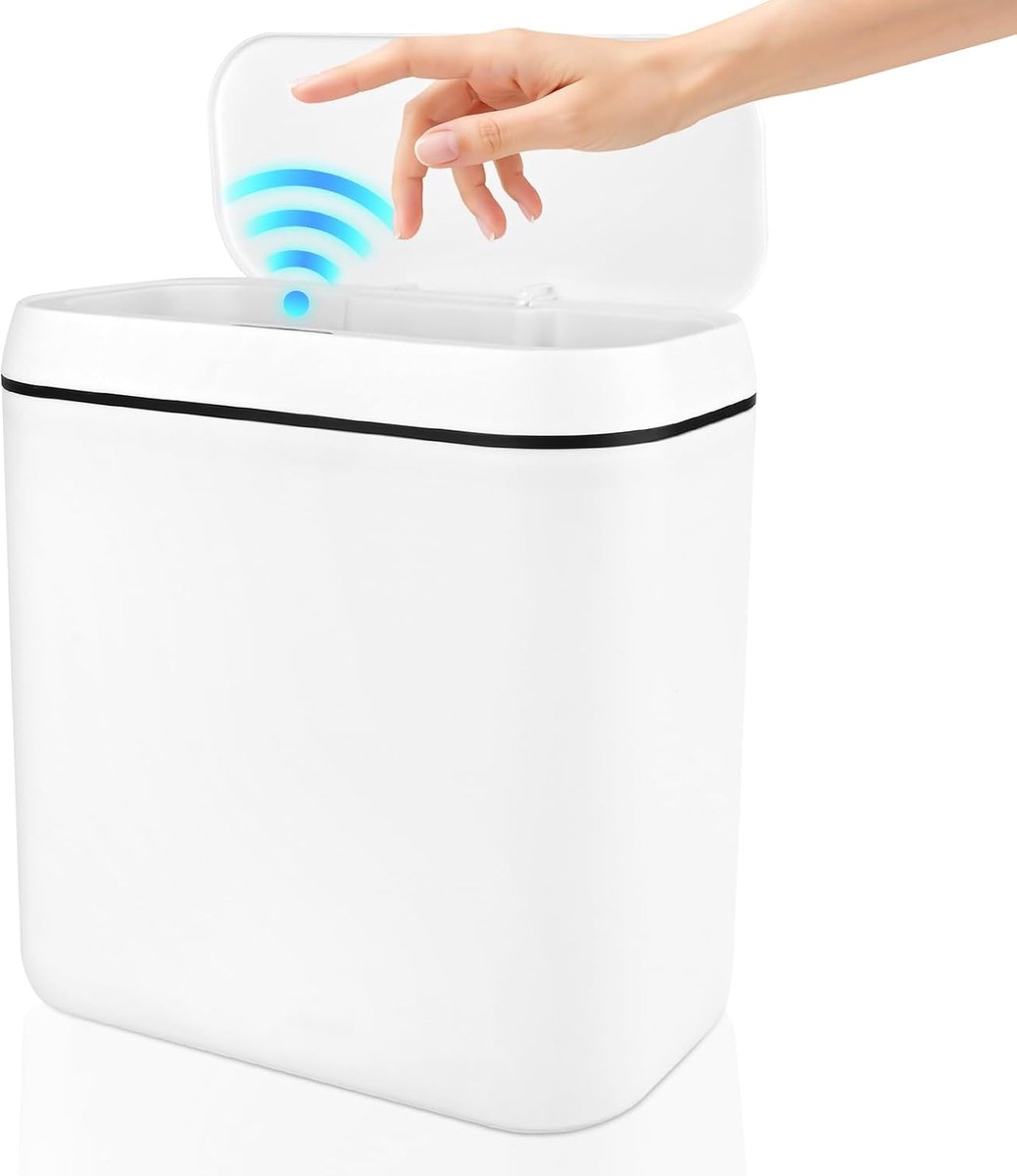 Bobypet - 15L afvalbak met sensor, automatische, contactloze afvalbak met 3 standen, sensorafvalbak, snelle respons, slank ontwerp, stil, ideaal voor badkamers, slaapkamers, keukens en woonkamers
