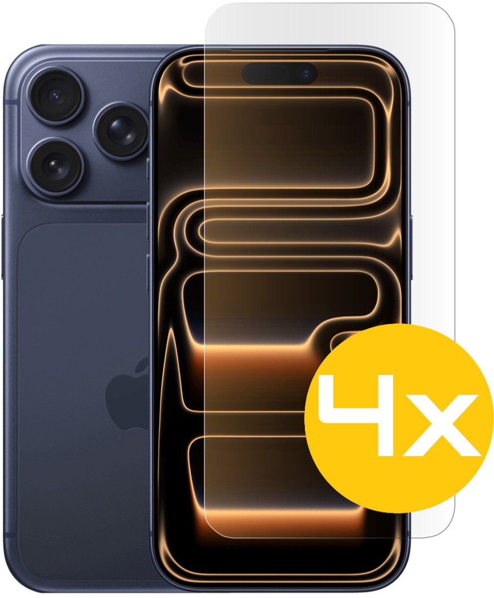 Screenprotector Geschikt Voor iPhone 17 Pro Max - Glasplaat - Tempered Glass - 4 Stuks