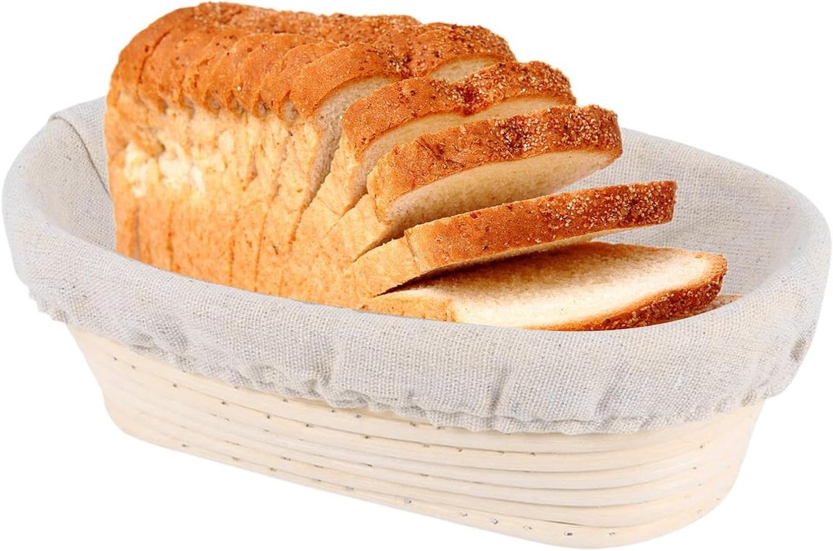 Broodmandje Rotan - Rijsmandje Broodbakjes - Brood Bakken - Natuurlijk Rotan Materiaal - 25 x 15 x 8.5 cm