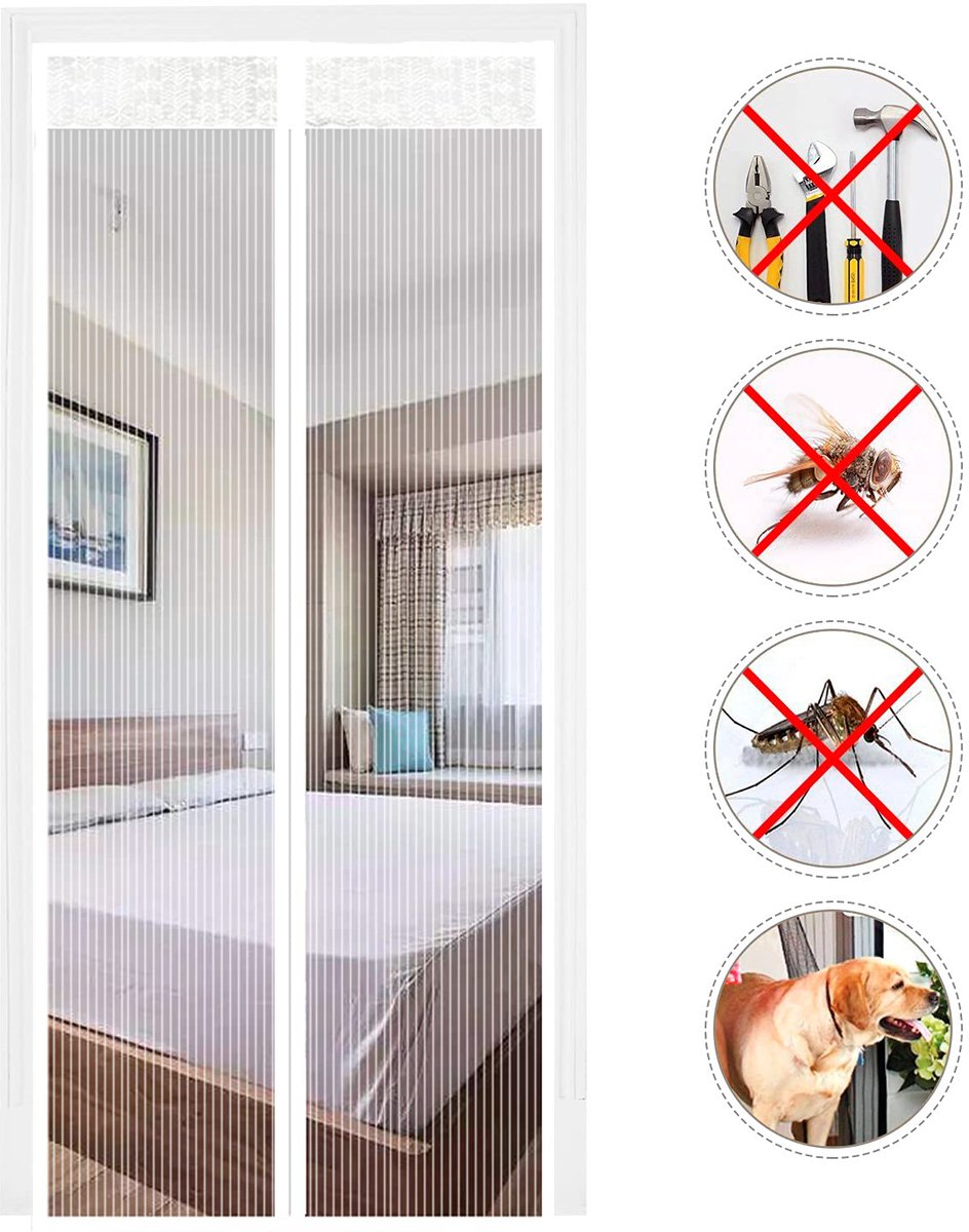 SnelShoppen - Magnetisch Vliegengaas voor Deur 110 x 220 cm - Insectenbescherming, Muggennet met Automatisch Sluiten, Ideaal voor Balkondeur, Woonkame