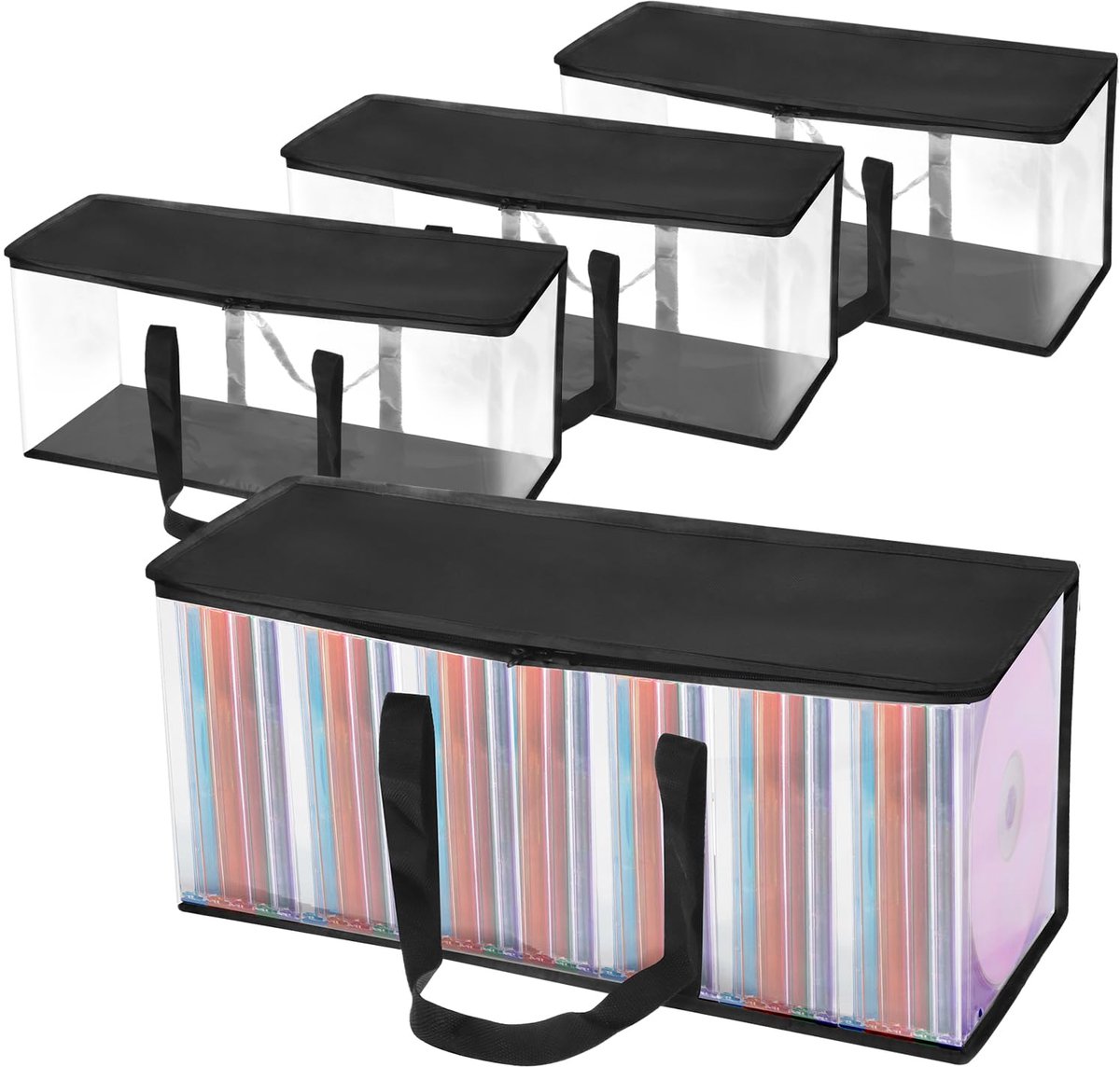 Dailygoods - DVD Opbergtassen Set van 4 - Ruimte voor 160 DVD's, CD's en Video Games