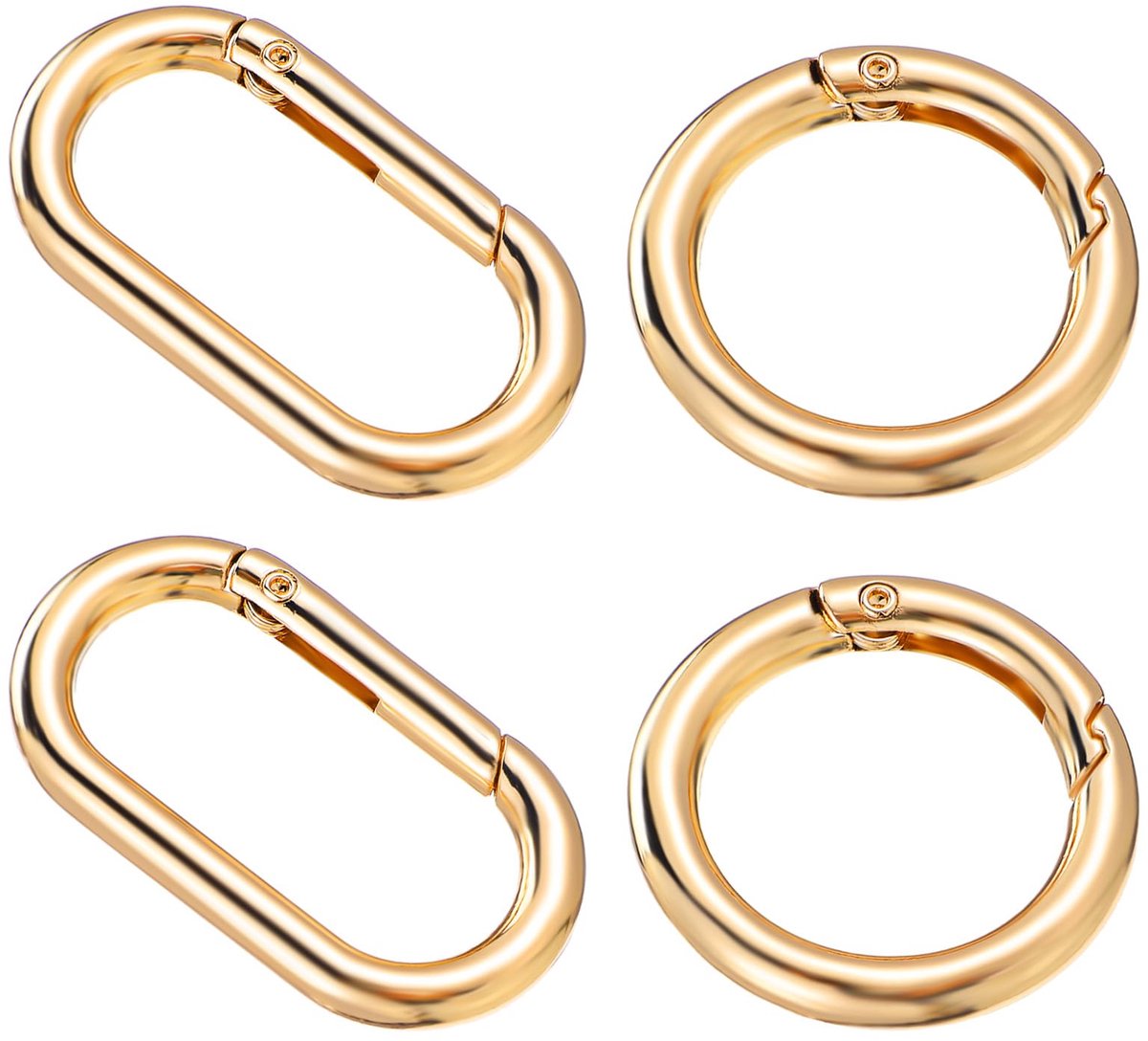 Dailygoods - 4-delige Set Gouden Sleutelhangers - Ovale en Ronde Karabijnhaken voor Sleutels