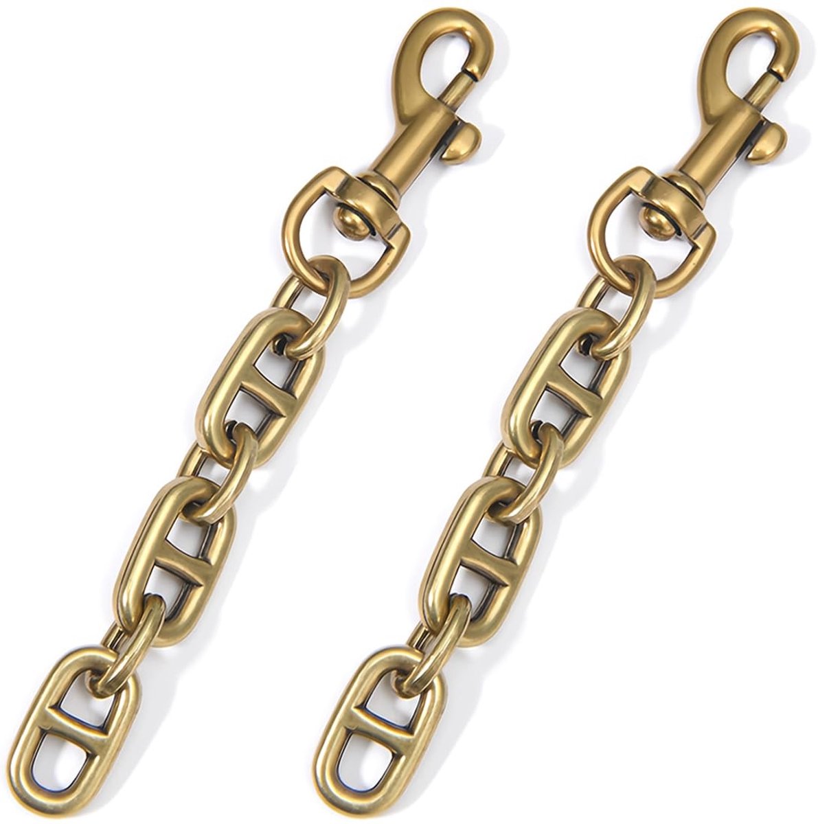Dailygoods- Verlengkettingen 2 stuks - Tas kettingriem - Schouderriem - Antiek goud - Draaibare oogbout - Karabijnhaak 12 cm - Tasriem