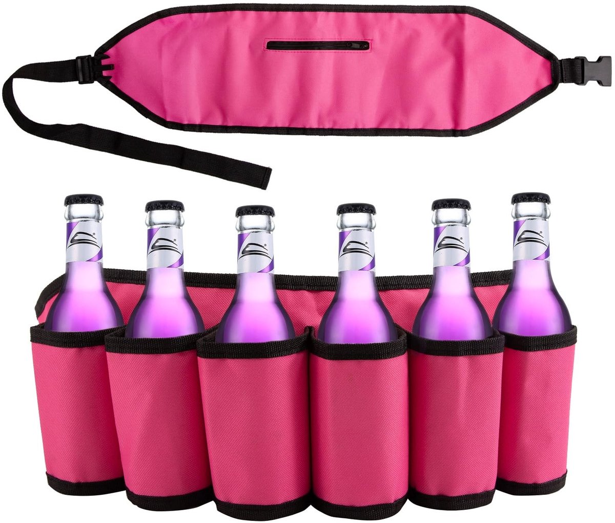 Dailygoods- Biergordel Verstelbaar - Drankgordel voor 6 Blikjes - Bierhouder - Bierriem - Holster - Perfect voor Festivals en Camping