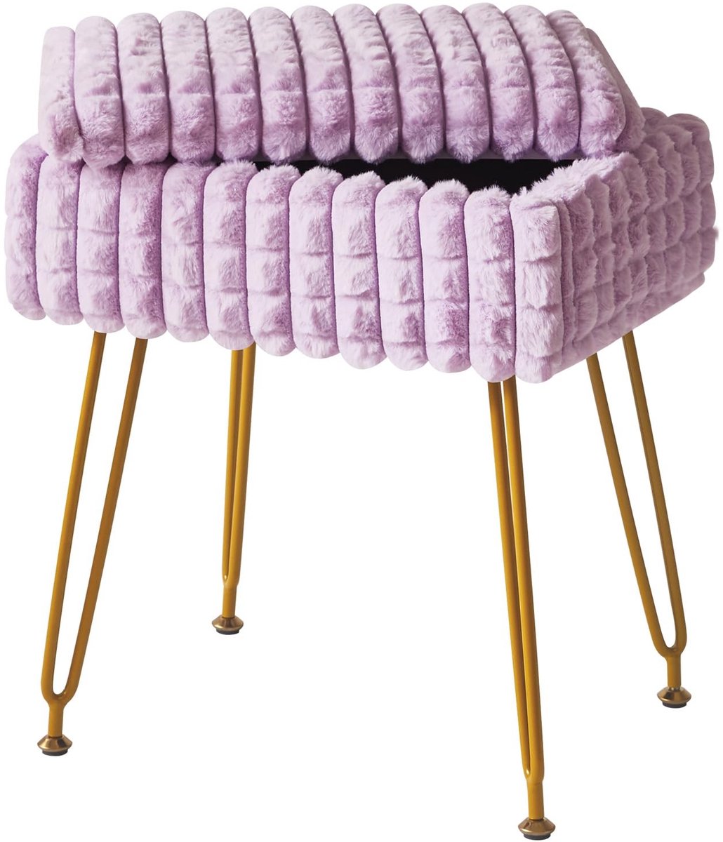 Dailygoods - Rectangular Dressing Table met Opbergruimte en Voetsteun, Paarse Kleur