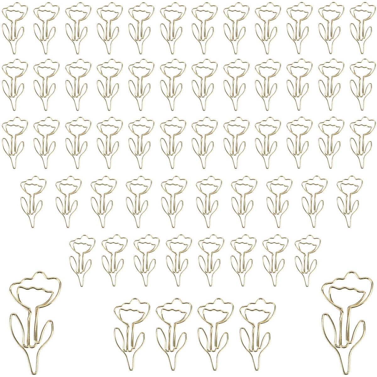 Dailygoods - 60 Stuks Bloemvormige Paper Clips - Stijlvolle Metalen Boekmarks voor Thuis, School en Kantoor