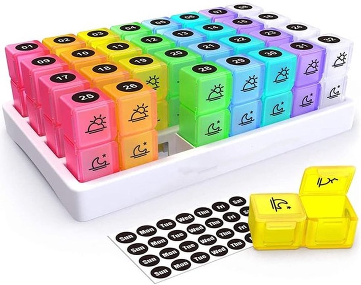Tablettenbox voor 1 maand - Pillendoos met 2 compartimenten