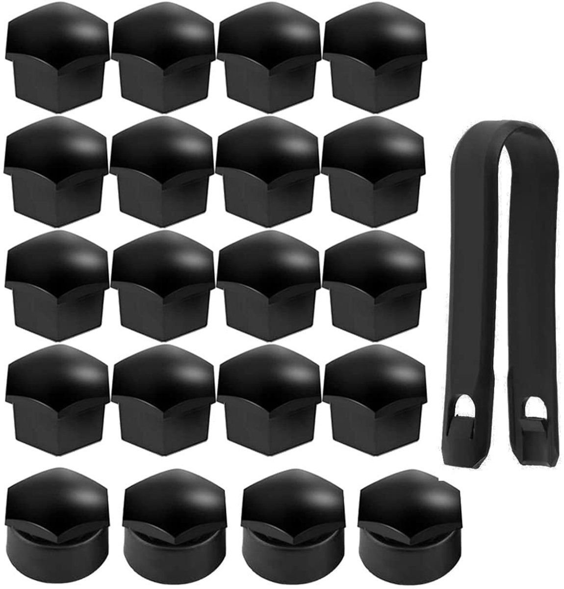 Dailygoods- Moer Diefstalbeveiliging - 20st Wielboutafdekking - 17mm Ronde Afdekking - Zwart - ABS-kunststof - Inclusief Verwijderingshulpmiddel - Wielmoerkap