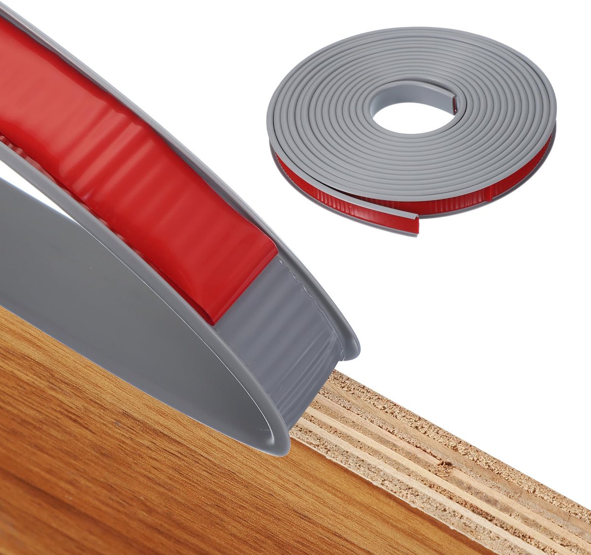 Dailygoods - Zelfklevende U-vormige Randband voor Meubels - Flexibele TPE Randbescherming Grijs 18 mm x 6 m