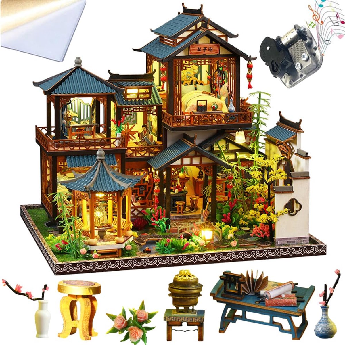 Dailygoods - 3D Houten Poppenhuis Kit - Miniatuur Chinese Stijl